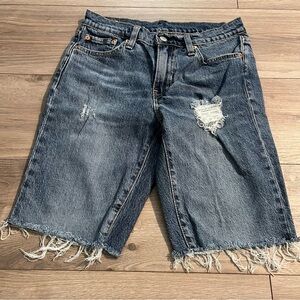 Levi's Blue Distressed Cut Off Jean Shorts